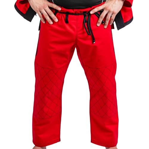 KO Sports Gear Adult BJJ Gi Set, Pre-Shrunk Jiu Jitsu Jacket & Pants, A0-A6 - color: Red, size: A0