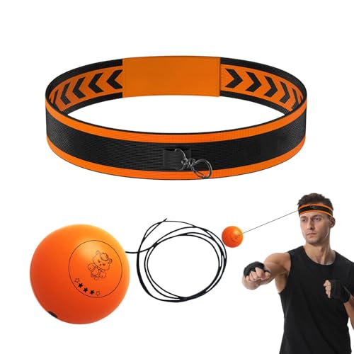 Head Ball Boxing Effective Reaction Training Hand Eye Coordination | Kids Sports Boxing Reflex Head Ball for Adults Enthusiasts Families Friends Amateurs Lovers Fun Sports Activities - color: Orange ball