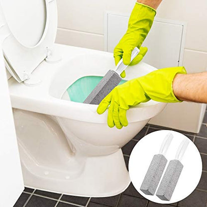 Kadden 2 Pack Pumice Stone Toilet Bowl Cleaner with Handle, Hard Water Ring Remover & Stain Scrubber for Bathroom, Pool, Sink and Tub, Ergonomic Heavy Duty Cleaning Tool - style: Short Handle