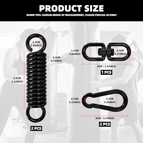 Heavy Bag Spring Punching Bag Hanging Kit with Swivel & 2 Carabiners Hanger