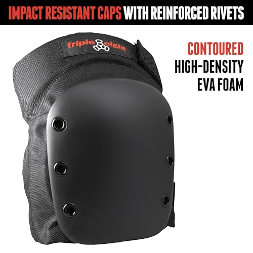 Triple Eight Street Knee Pads for Skateboarding and Roller Derby with Adjustable Straps (1 Pair) - color: Black, size: Medium (Pack of 6)