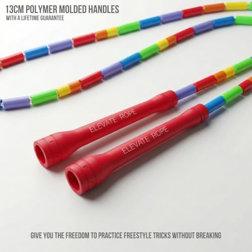 Elevate Rope Beaded Jump Rope, 1 in Beads, 10 ft Adjustable, Segmented - color: Rainbow