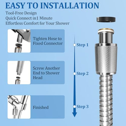 FEELSO 71 Inches Stainless Steel Shower Hose, Extra Long Replacement Hose for Handheld Shower Head with Brass Insert and Nut, Flexible and Durable Shower Hose Extension for RV and Bathroom - color: Silver