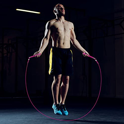 Jump Rope, Wastou Speed Jumping Rope for Training Fitness Exercise, Adjustable Adults Workout Skipping Rope for Men, Women, Kids, Girls - color: Pink-B