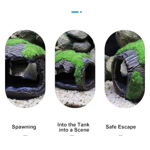 Fish Tank Decor - Broken Barrel Design Artificial Ornament - Resin Fish Aquarium Decorations - for Betta Shrimp Turtle Jellyfish Reptile Small Pets Freshwater Saltwater