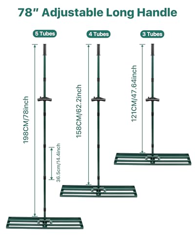 Lawn Leveling Rake 33x10'', Yard Leveling Rake with 78'' Back-Saving Adjustable Handle, Stainless Steel Lawn Leveler Tool for Garden, Backyard, Farm, Golf Course - style: 33’‘x10’‘