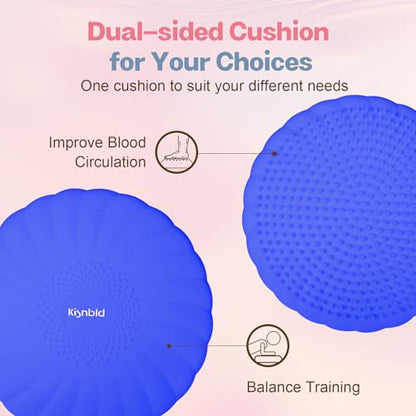 kisnbld Wobble Cushion, Balance Disc with Pump, Core & Posture Training - color: 2Blue
