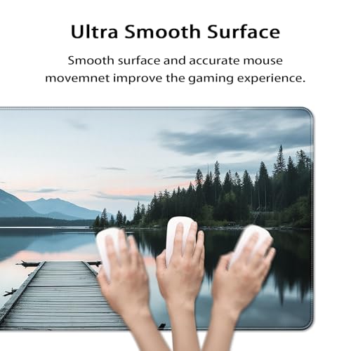 35.4 x 15.7 in, XXL Large Mouse Pad for Desk, Extended Keyboard Mouse Mat for Computer Office, Big Mouse pad with Stitched Edges, Gaming Pc-Beautiful View by The Lake - color: Beautiful View by The Lake