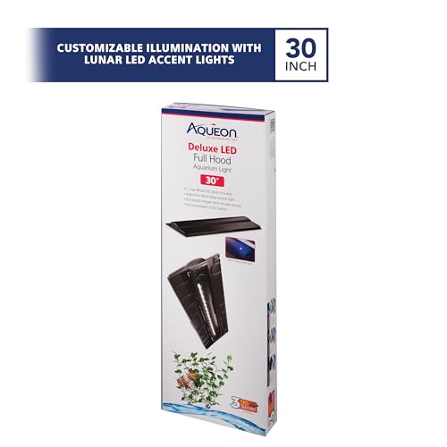 Aqueon LED Deluxe Fish Tank Aquarium Full Hood, Black, 30 Inch - size: 30"