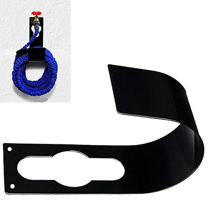 Garden Hose Hanger Wall Mount Heavy Duty Hose Holder Hook for 150ft 100ft 75ft 50ft Expandable Hose (Large, Black)