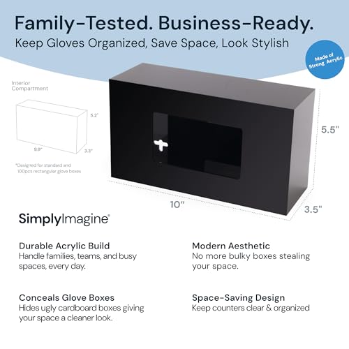 SimplyImagine Black Glove Box Holder - Acrylic Wall Mount Dispenser
