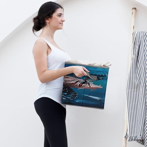 Fish in Fish Tank Storage Cubes Foldable Decorative Fabric, Storage Bins Baskets with Handles, Closet Organizers And Storage for Home, Office,Closet, Clothes