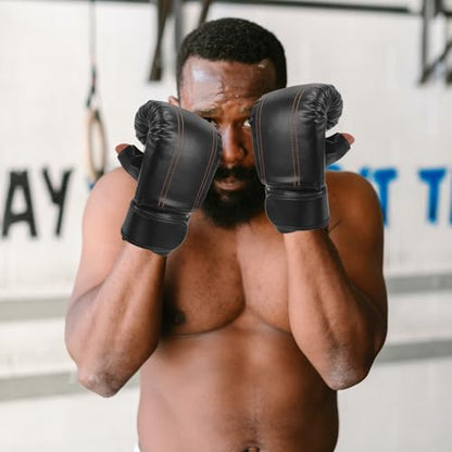 UPKOCH Kickboxing Gloves 1 Pair Open Finger Training Boxing Gloves for Men and Women Protective for Adult and Black