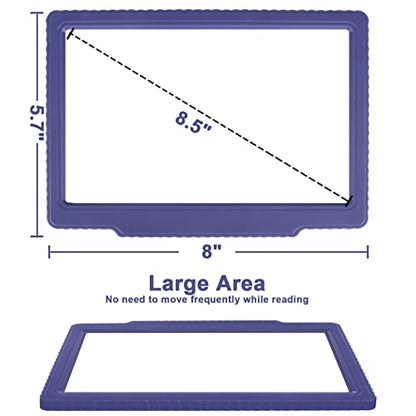 5X Full-Page Magnifying Glass for Reading, Handheld Lightweight Magnifier Provide Large Page Viewing Area Perfect for Reading Small Prints and Low Vision Person,Blue