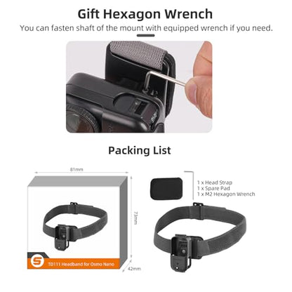 Head Mount for DJI Osmo Nano Camera, Vertical Horizontal 360 Angle Adjustable Quick Release Head Strap Mount, First-Person View Outdoor Shooting Bracket for DJI Nano Accessories