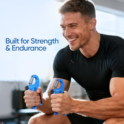 FitBeast Grip Strength Trainer 2 Pack – Adjustable Hand Grip Strengthener for Strength Training & Rehabilitation, 10-132 lbs Resistance Forearm Strengthener, Ideal for Athletes, Rehab, Office - color: Light Blue