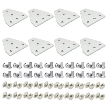 8 Sets 1010 Aluminum Extrusion T Slot Corner Bracket 10 25 Series Extruded Hardware T Shape Joint Plate with Nut Bolt for 10/10 1 Inch Black Aluminum Profile Connector Accessories - style: 8 sets T shape bracket with m5