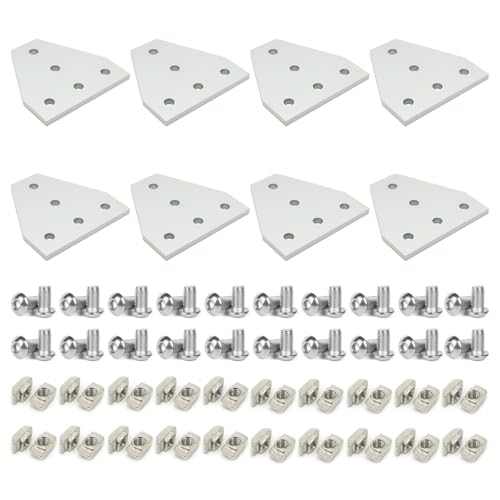 8 Sets 1010 Aluminum Extrusion T Slot Corner Bracket 10 25 Series Extruded Hardware T Shape Joint Plate with Nut Bolt for 10/10 1 Inch Black Aluminum Profile Connector Accessories - style: 8 sets T shape bracket with m5