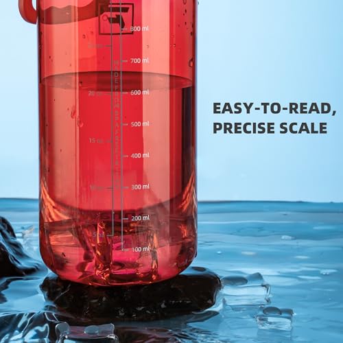Fanhaw 32 oz Clear BPA-Free Tritan Water Bottle with Fast-Flow Spout Lid, BPA-Free & Leak-Proof Wide-Mouth Reusable Bottle for Gym, School & Office, Back to School Essentials (Red) - color: Red, style: 1 Pack