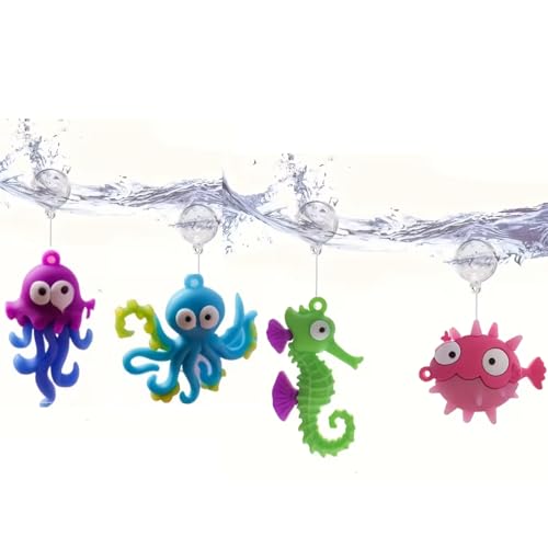 4pcs Ocean Life Resin Aquarium Decorations - Floating Fish Tank Ornaments, Water Garden Scenery,Home Aquarium Decor Theme Characters