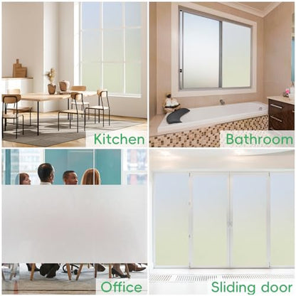Window Privacy Film Frosted Privacy Window Film Heat Control UV Blocking Frosted Glass Window Film Static Cling Non-Adhesive Reusable Door Coverings for Bathroom&Home&Office(35.4 * 78.7'')