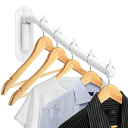 Sumnacon Clothes Hanger Rack，Wall Mount Garment Hook with Swing Arm，White - color: White