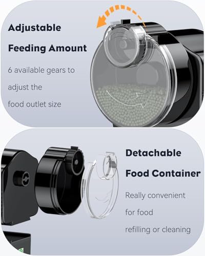 Pawfly Automatic Fish Feeder for Aquarium, Auto Vacation Timer for Tank 60 ml Adjustable Fish Food Dispenser for Pellets Strips, Battery Operated (Battery Not Included) - size: For 60 ml (Battery Operated)