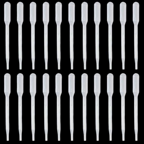 50Pcs 3ML Plastic Dropper Liquid Dropper Tool Clear Long Refillable White Essential Oil Laboratory Calibrated Eye Container Pipettes for Essential Oils Liquids Resin Activities Accessories - size: 6.3x0.51 inch(16x1.3cm)