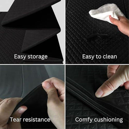 Foldable Yoga Mat, 72" x 24", 6/8/10/12mm - color: Black, size: 24" x 72" x 2/5"