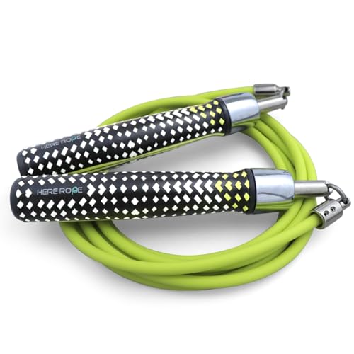 HEREROPE 1/4LB Weighted Jump Rope for Speed, Cardio, Boxing & Workout, Skipping Rope with Ball-bearing, Comfortable & Ergonomic Grip, Tangle Free Cable, Jump Ropes for Men Women Fitness - size: XL-9'6" (User Height 6'0"+ )