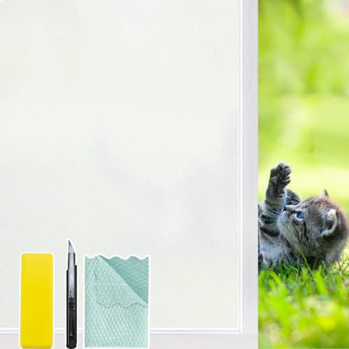 Bloss Frosted Window Privacy Film with Installation Tools,Heat Control UV Blocking Static Cling Windows Films, Bathroom Decorative Film for Home Office Glass Door,35.4 x 118 inches - color: Frosted, size: 35.4" X 118"