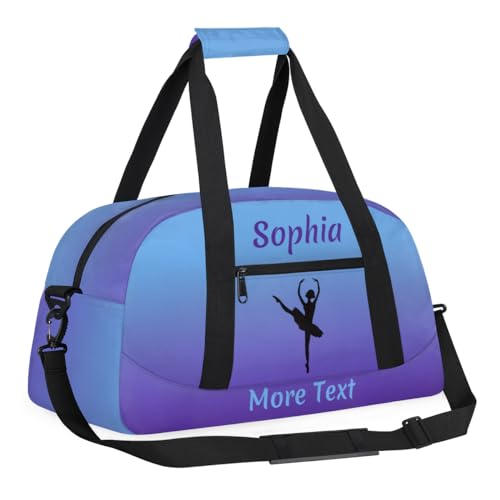 Personalized Dance Bag Girl Sport Duffel Bag, Custom Kids Gym Bag, Purple Ballet Gifts Customize Travel Duffle Bag with Name, Overnight Weekender Bags - color: Color 1, style: Ballet