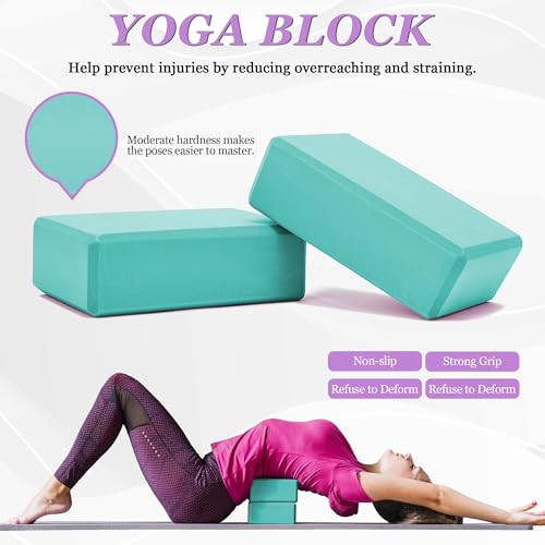 All in One Yoga Wheel Set, Soft Foam Roller Wheel for Back Pain & Stretching, Yoga Blocks 2 Pack with Strap, Trigger Point Therapy Massage Ball for Deep Tissue, Yoga Starter Kit for Beginner - color: C1, Pink