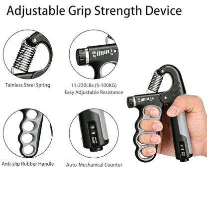 2PCS Adjustable Grip Strength Trainer with Automatic Counter - color: Grey