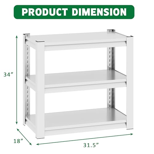 JHshop White Aquarium Stand for 40-75 Gallon Fish Tank: Tank Stand Table for Aquarium kit - Metal Fish Stand Cabinet with Storage, Adjustable 3-Tier Fish Tank Rack Shelf 31.5 "L x 18 "W x 34" H