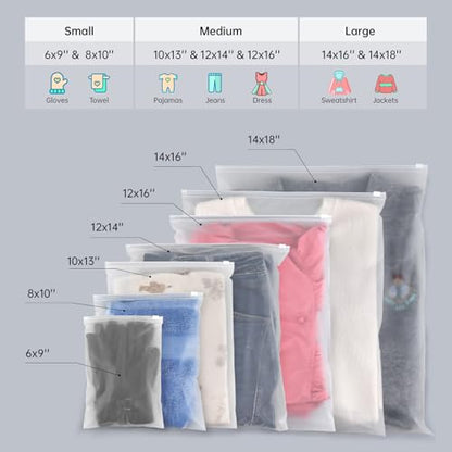 14x18 Inch Clothes Packaging Bags for Shipping, 50Pcs 2 Gallon Frosted Zipper Clothing Packaging Bags for small business, Clear Apparel Bag for Winter clothes, blankets, backpack | No Vent Holes - size: 50Pcs-14x18 Inch(Large)