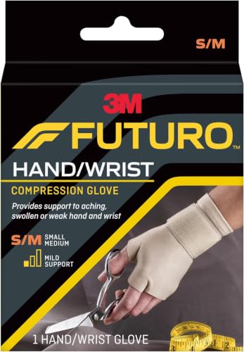 Futuro Hand and Wrist Compression Glove, Provides Support and Compression to Arthritic and Painful Hand Joints, Small/Medium, Beige (Pack of 12) - size: Small/Medium (Pack of 12)