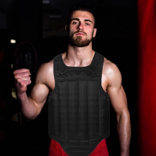 VICASKY Portable Sponge Chest Protector Guard for Men and Women, Black Medium Size Martial Arts Boxing Taekwondo Chest Protective Guard for Sparring and Impact Training