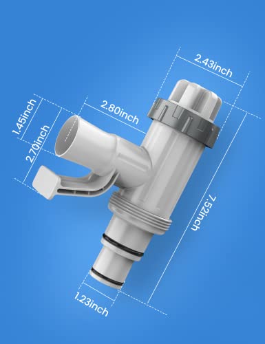 POOLHACKER [ Patented ] Pool Plunger Valve Plus for Above Ground Pool, Pool Pipe Holder with Plunger Valve Pool Parts and Accessories, Shut Off Valve, Replacement for Above Ground Pool Fittings - color: 1 Pack - Round Top