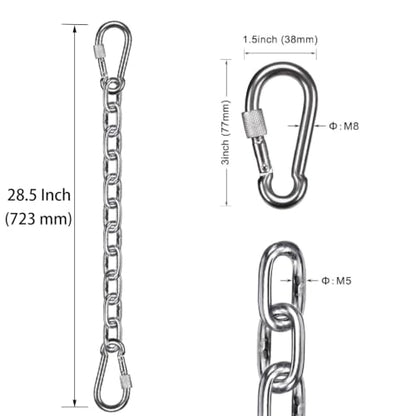 BeneLabel 2Pcs 28inch 304 Stainless Steel Hanging Chair Chain with 4 Hooks - color: Silver, size: 29"