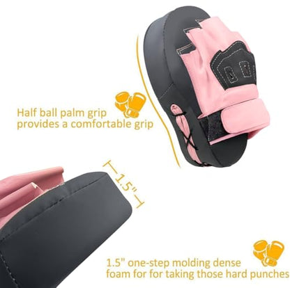 Valleycomfy Boxing Pads Curved Focus Punching Mitts for Men Women - color: Gray Pink