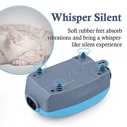 3W 80GPH Adjustable Aquarium Air Pump, Upgrade Quiet Oxygen Pump, Powerful Air Aerator for Fish Tank up to 120 Gallon - size: 3W-Blue