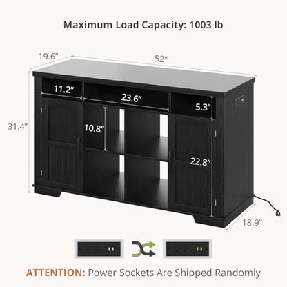 55-75 Gallon Fish Tank Stand, Heavy Duty Aquarium Stand with Power Outlet, 1000LBS Wood Fish Tank Cabinet with Storage Suitable for Turtle Tank, Reptile Terrarium, for Home Office - color: Black