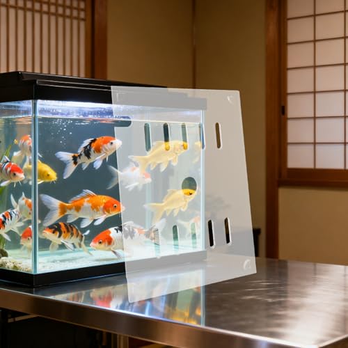 Clear Fish Tank Lid - 7.1x5.5Inch Acrylic Anti Jumping Aquarium Cover with Hole - Transparent Top Hood Grid Panel for Turtles Reptiles Shrimp Jump
