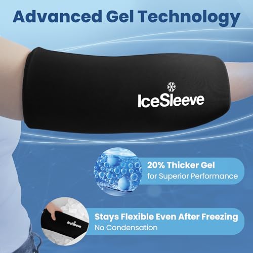 IceSleeve Elbow & Knee Ice Pack Wrap, Cold & Heat Therapy, Black L, 1 Pack - color: Black, size: Large