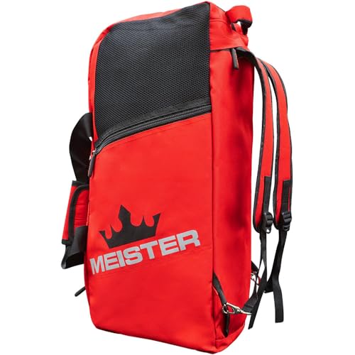 Meister Vented Convertible Duffel/Backpack Gym Bag - Ideal Carry-On | Built for athletes with dual mesh ventilation and ultra-durable construction for training, travel and everyday use - color: Red