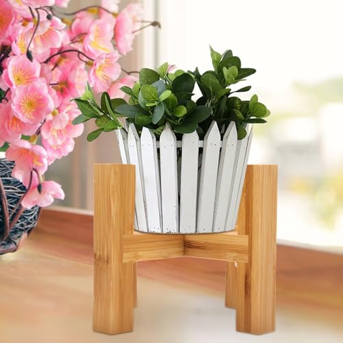Wooden Flowerpot Stand with Non-slip Pads Four-legged Potted Plant Display Rack for Indoor Outdoor Decor Craft Adornment Base Holder for Flowerpots Fish Tanks