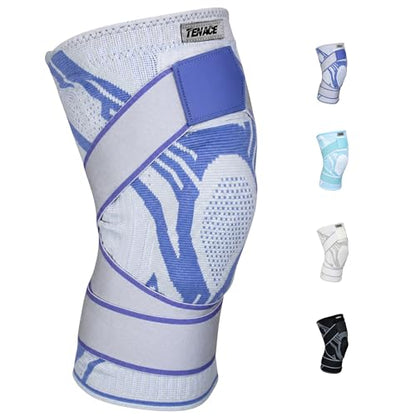 Tenace BJJ Knee Brace – Compression Knee Pad with Side Stabilizers & Gel Pad for Grappling, Jiu Jitsu, MMA, Wrestling, Judo & Muay Thai (1, Blue, X-Large) - color: Blue, size: X-Large