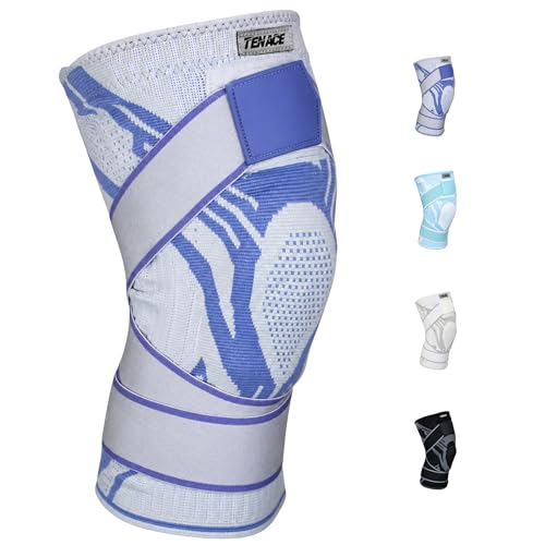 Tenace BJJ Knee Brace – Compression Knee Pad with Side Stabilizers & Gel Pad for Grappling, Jiu Jitsu, MMA, Wrestling, Judo & Muay Thai (1, Blue, Large) - color: Blue, size: Large