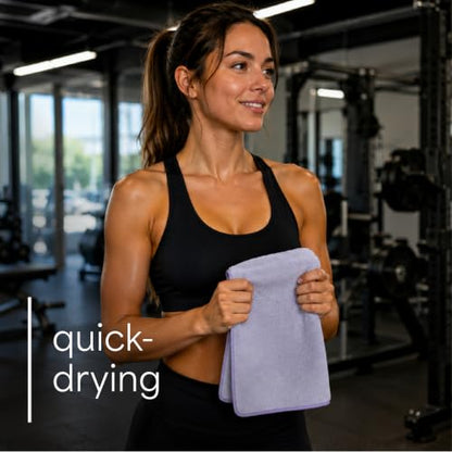 S&T INC. Microfiber Gym Towels, 6 Pack, 16" x 27" - color: Purple